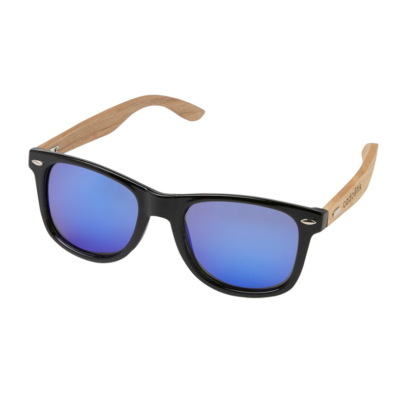 Lunettes de soleil miroir en plastique recyclé rPET et bois Hiru_1