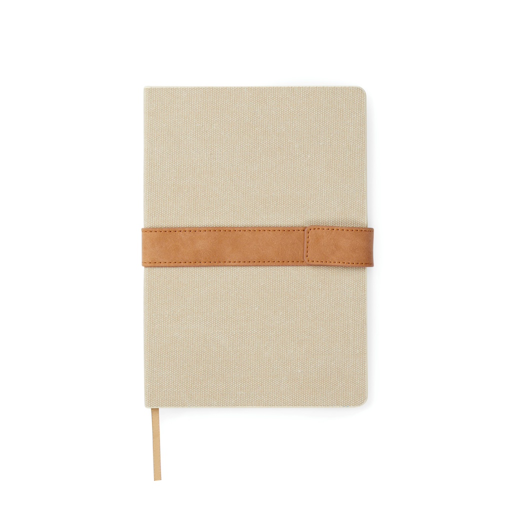 Carnet A5 en toile recyclée certifiée et papier recyclé Vinga Bosler_Beige