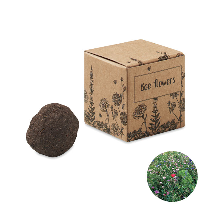 Bombe à graines dans une boîte en carton Bombi II_Beige
