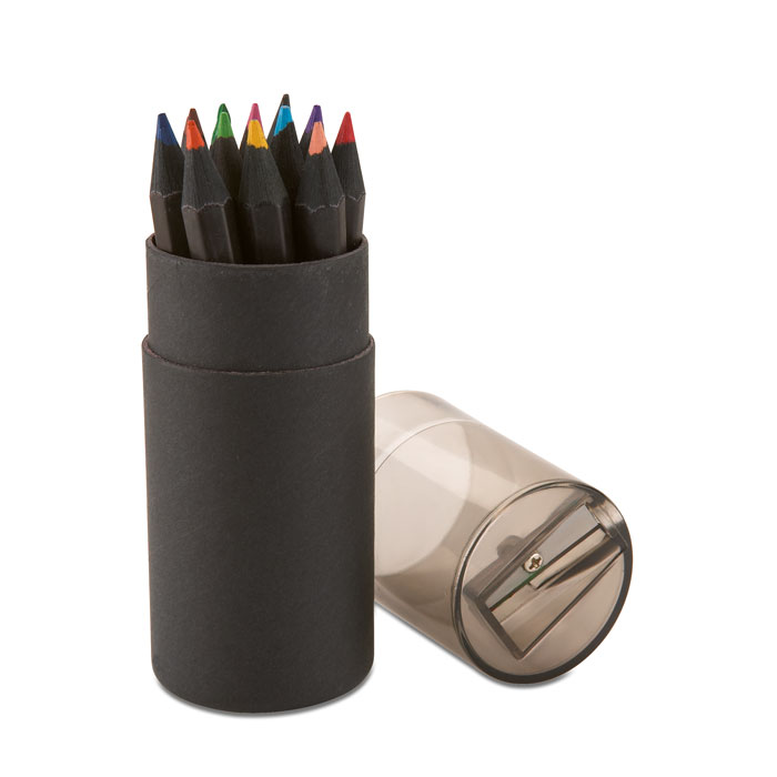 Tube 12 crayons de couleur noirs Blocky_Noir