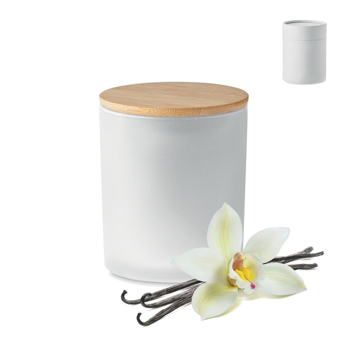 Bougie végétale parfumée en verre et bambou Keops small 120 g_Blanc