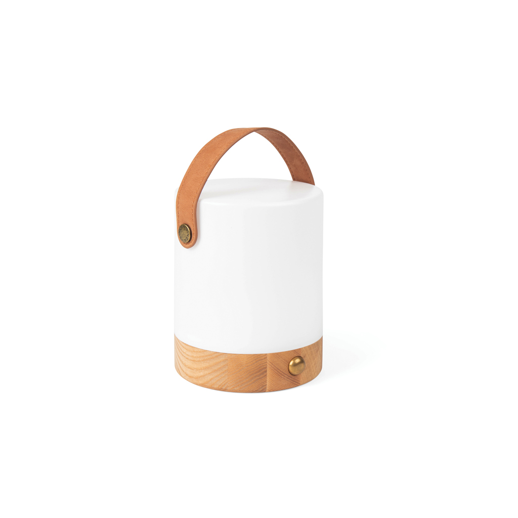 Lanterne rechargeable en plastique recyclé certifié et bois Vinga Nami_Marron