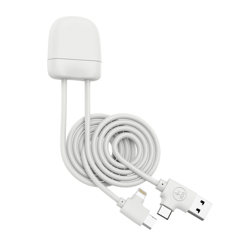 Câble de charge en plastique recyclé certifié Ice-C_Blanc