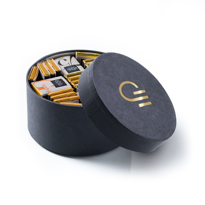 Coffret rond Harmonie avec 40 carrés de chocolat 5 g
