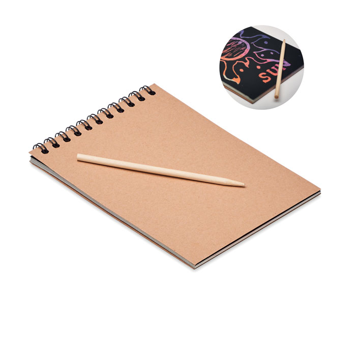 Carnet à spirale de papier à gratter en kraft Black_Bois