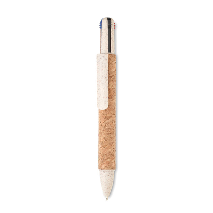 Stylo 4 couleurs en liège et paille de blé Arbocho_Beige