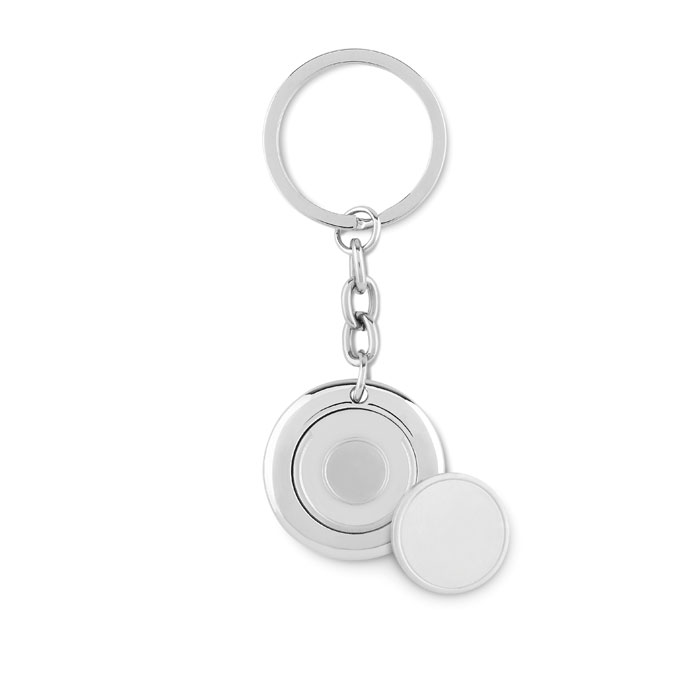 Porte-clés avec jeton aimanté Flat Ring_Argent brillant