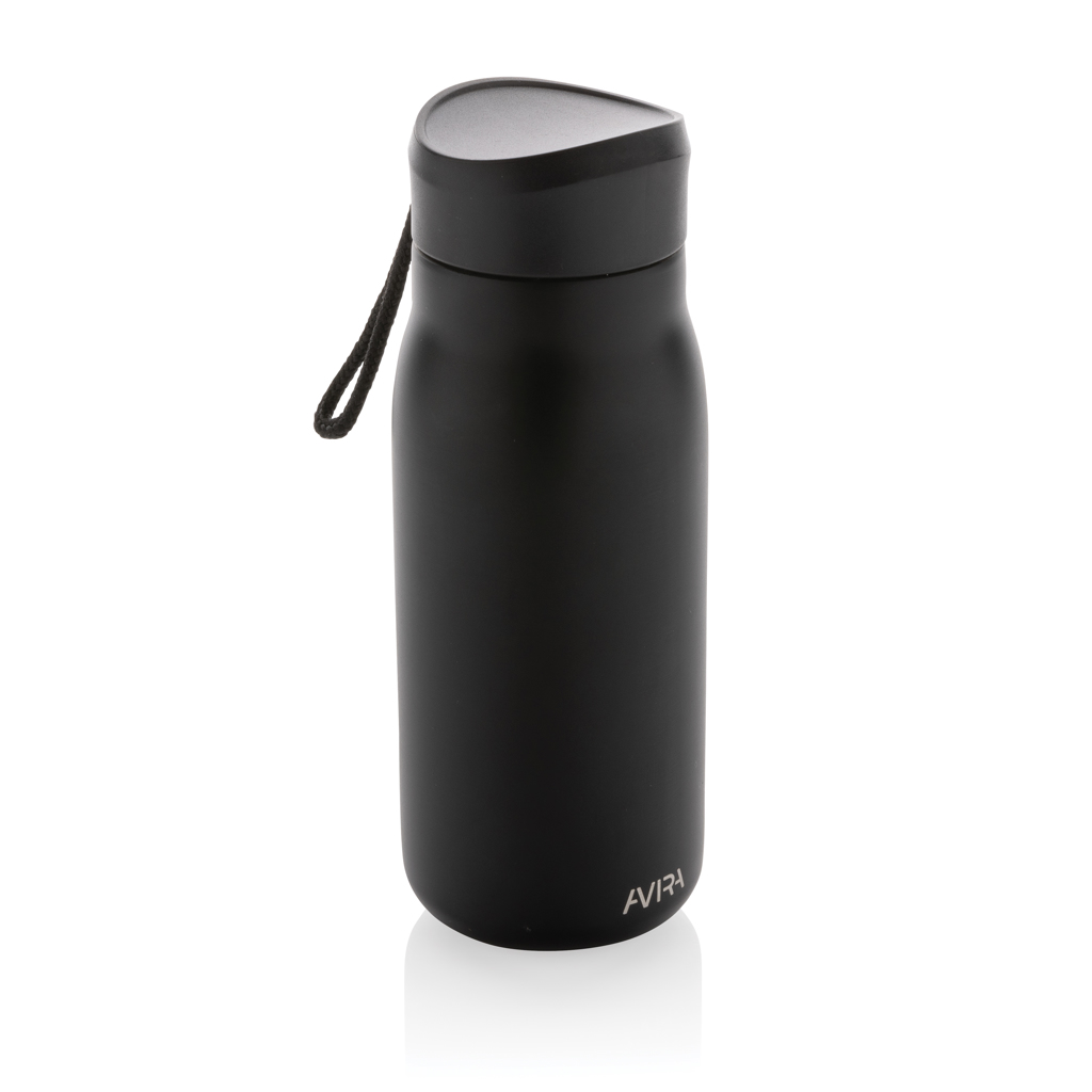 Mini bouteille publicitaire en inox recyclé certifié Avira Ain 150 mL_Noir