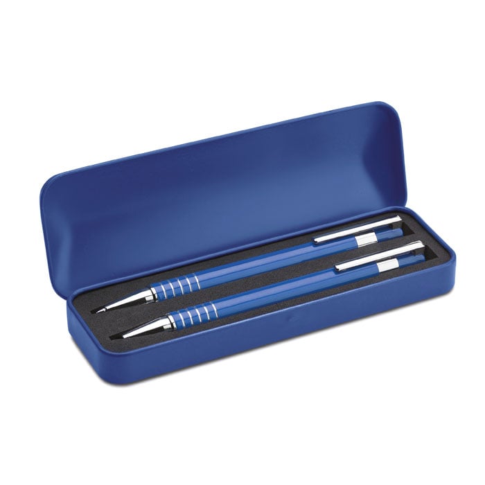 Parure stylo bille et portemine Alucolor_Bleu