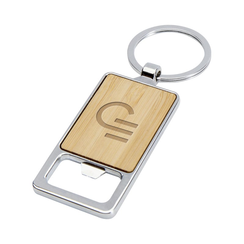 Porte-clés décapsuleur en inox recyclé et bambou certifié Keychain_01