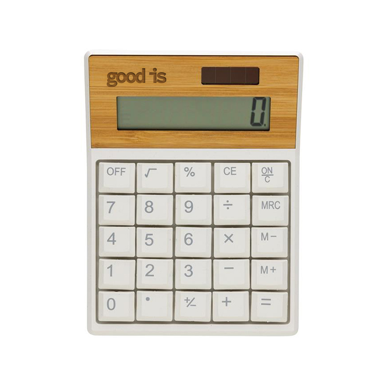 Calculatrice solaire en plastique recyclé et bambou certifiés Utah_02