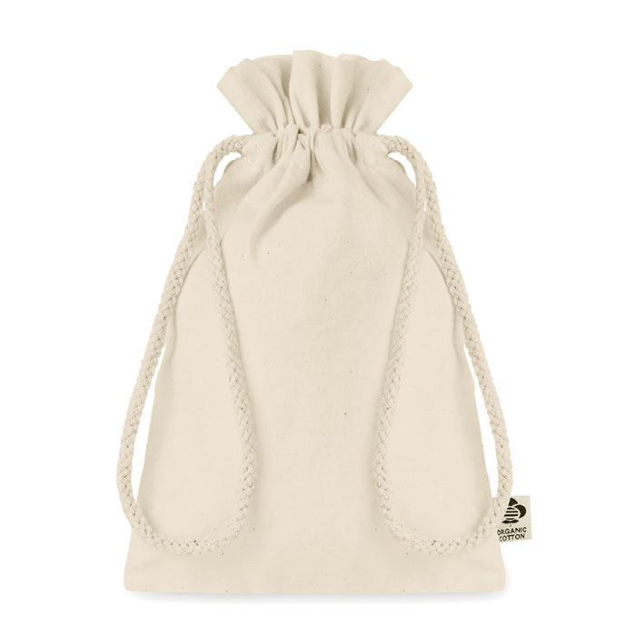 Sac à cordon en coton bio Amber S 14x22 cm_Beige