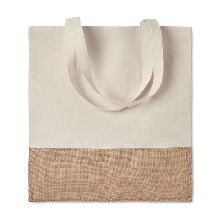 Tote bag en coton et jute India 160 g_Beige