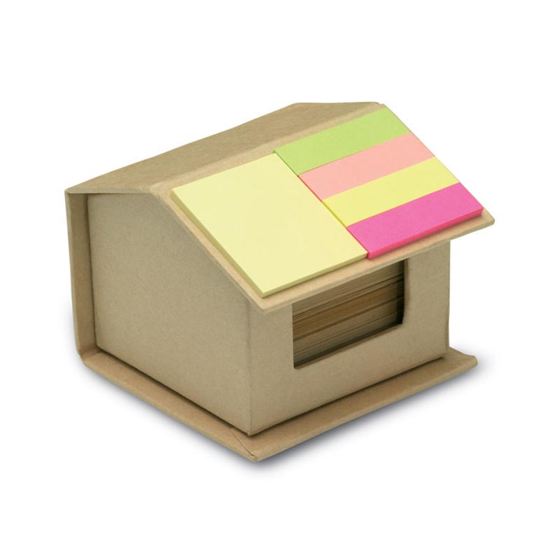Bloc mémo en papier recyclé et post it avec boîte maison Recylopad_03