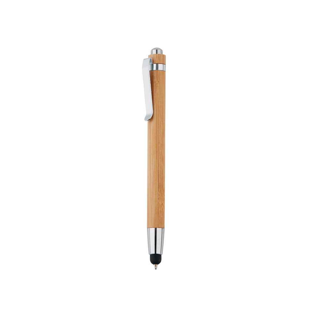 Stylo-stylet en bambou et inox Dax_Marron