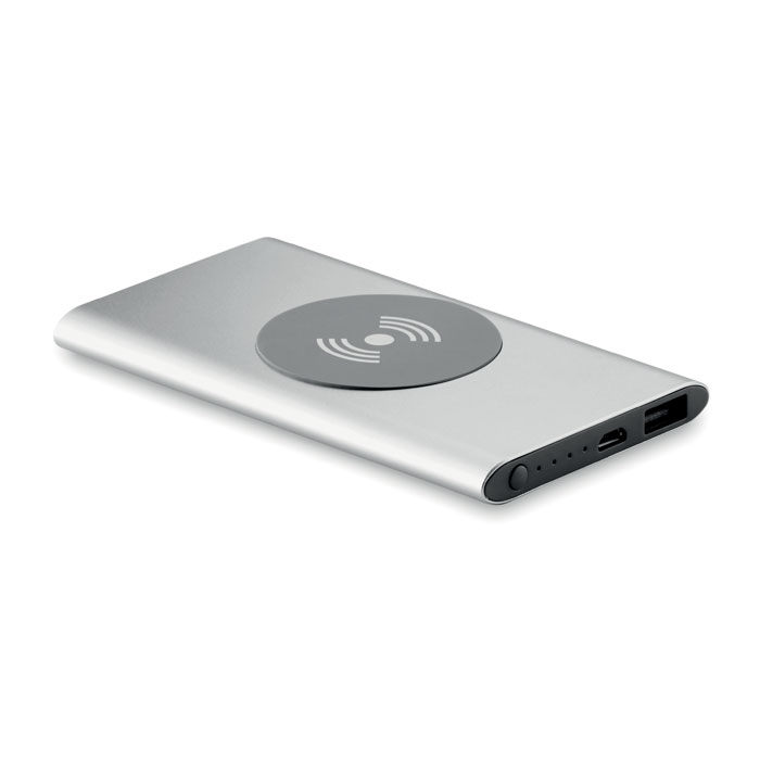 Batterie externe à induction en aluminium recyclé Wireless 4000 mAh_Argent mat