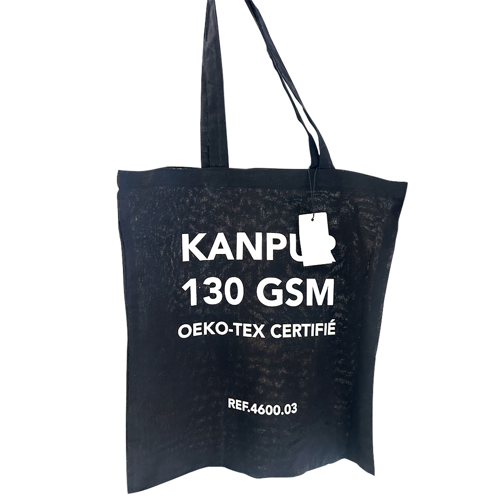 Tote bag en coton noir Kanpur 130 g_04