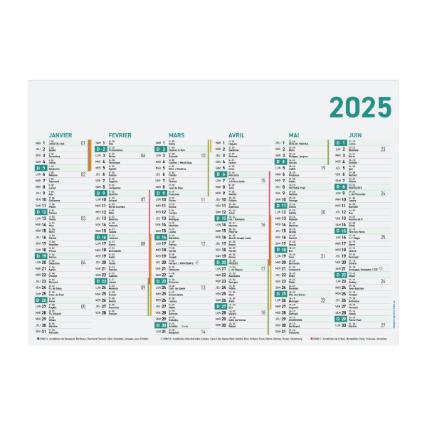 Calendrier Bancaire Cartonné Standard 2025_Bleu