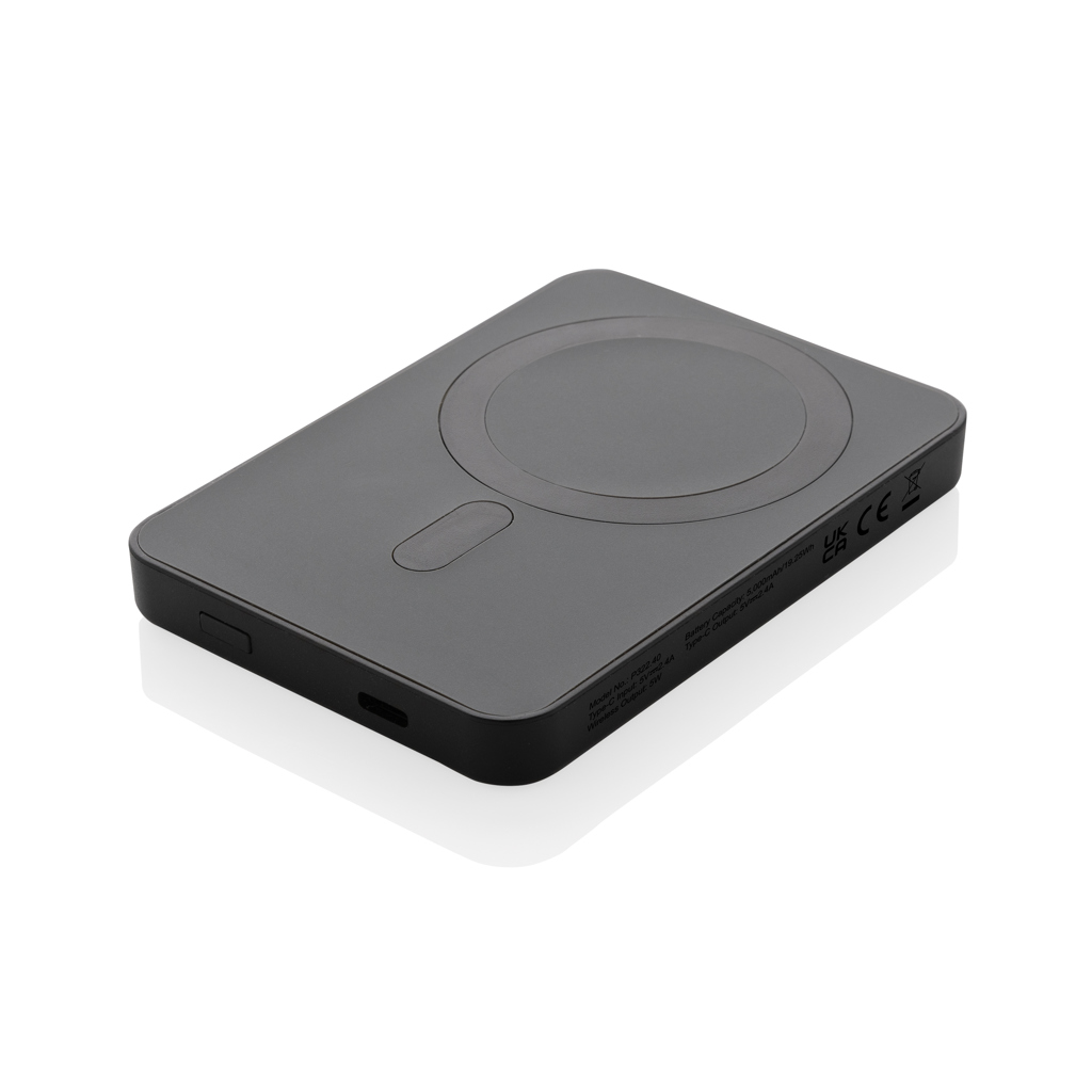 Batterie externe à induction en plastique recyclé Magnetix 5000 mAh_Noir