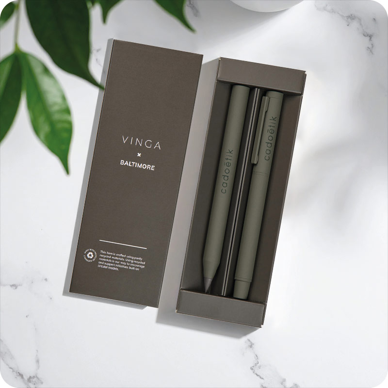 Set de stylos en alu et inox recyclés certifiés Vinga Baltimore_00
