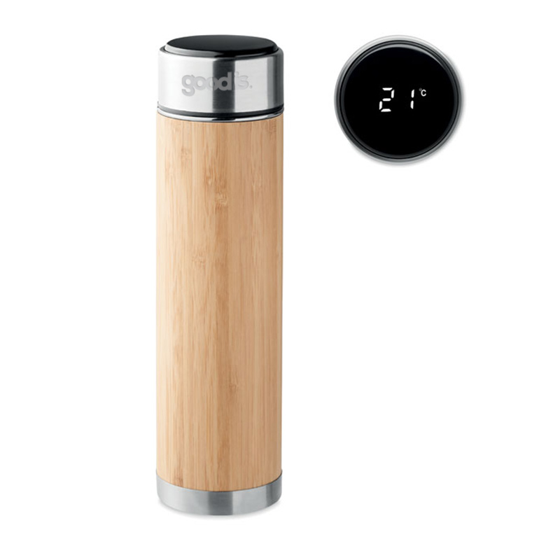 Bouteille infuseur isotherme en inox et bambou Panay 480 mL_02