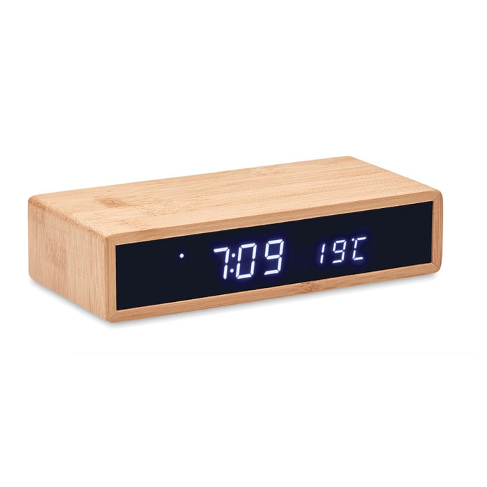 Réveil avec chargeur sans fil en bambou Maro _Bois