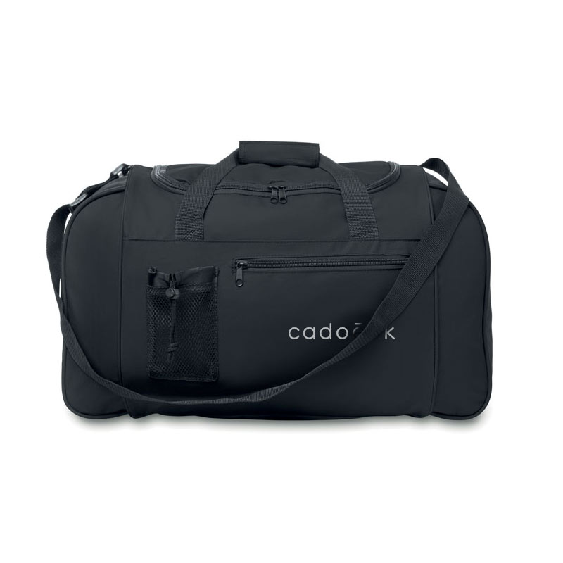 Grand sac de sport publicitaire 600D Parana - Sac de sport personnalisable noir