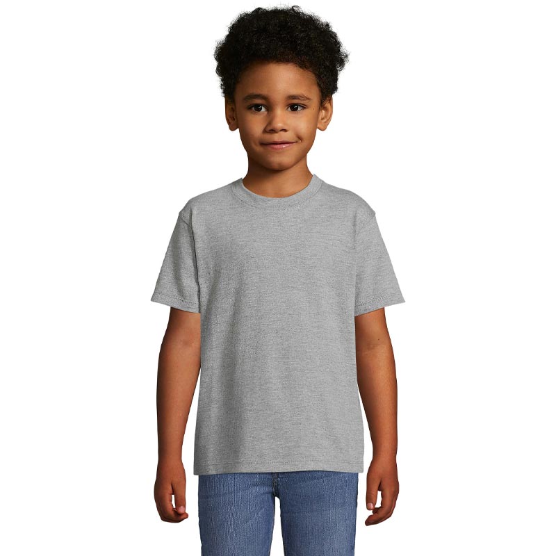 tee-shirt publicitaire enfant en coton gris - devant