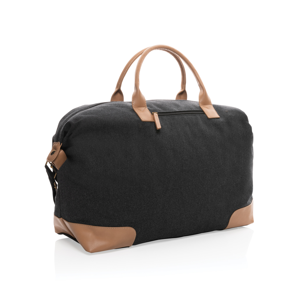 Sac week-end en coton et polyester recyclés Impact Rive_Noir