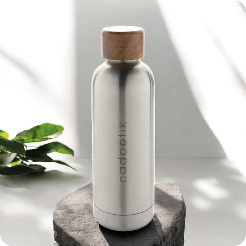 Gourde isotherme en inox recyclé certifié Wood 500 mL_00