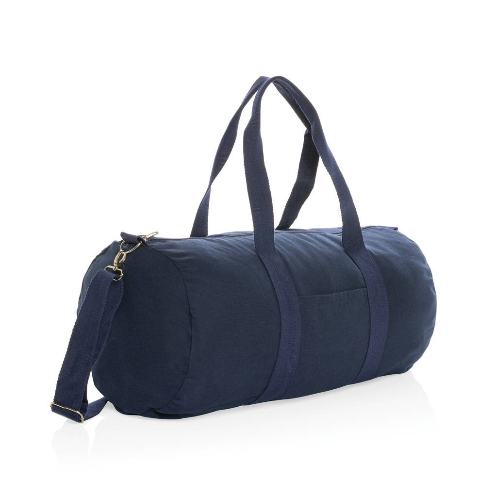 Sac polochon en toile recyclée non teintée Impact_Bleu marine