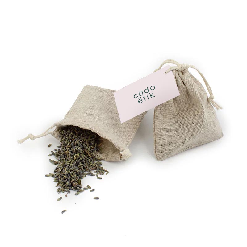Sachet de lavande dans sachet en jute personnalisable