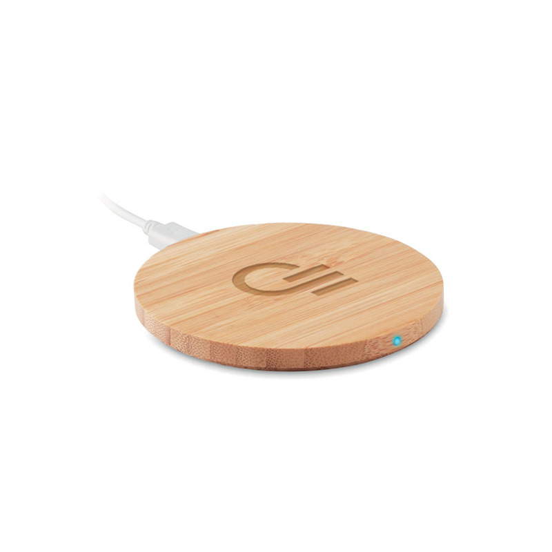 cadeau publicitaire écolo - chargeur sans fil publicitaire en bambou rundo