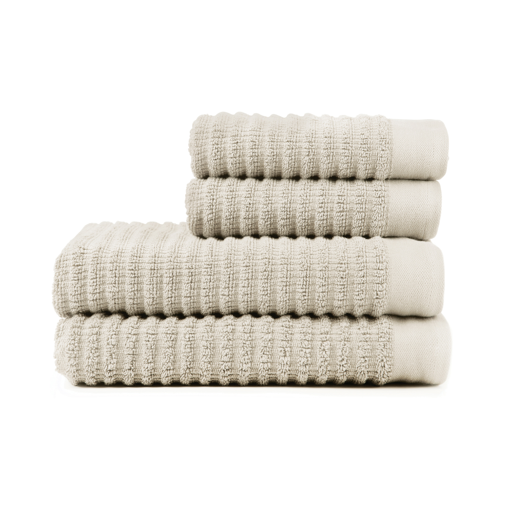 Lot de 4 serviettes de bain en coton certifié Vinga Landro 500 g_Blanc cassé