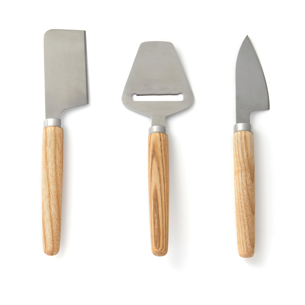 Ensemble de 3 couteaux à fromage en bois et inox Vinga Retro_Marron
