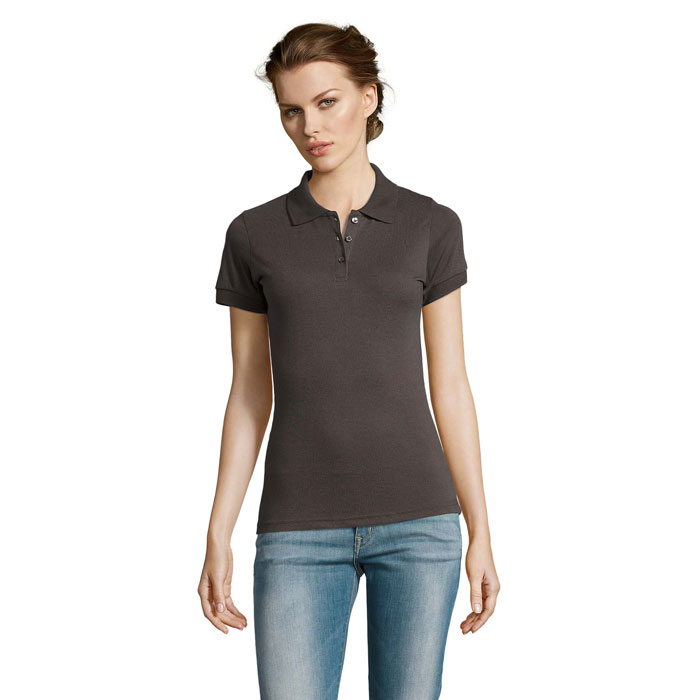 Polo femme en coton et polyester certifiés Prime 200 g_Gris foncé