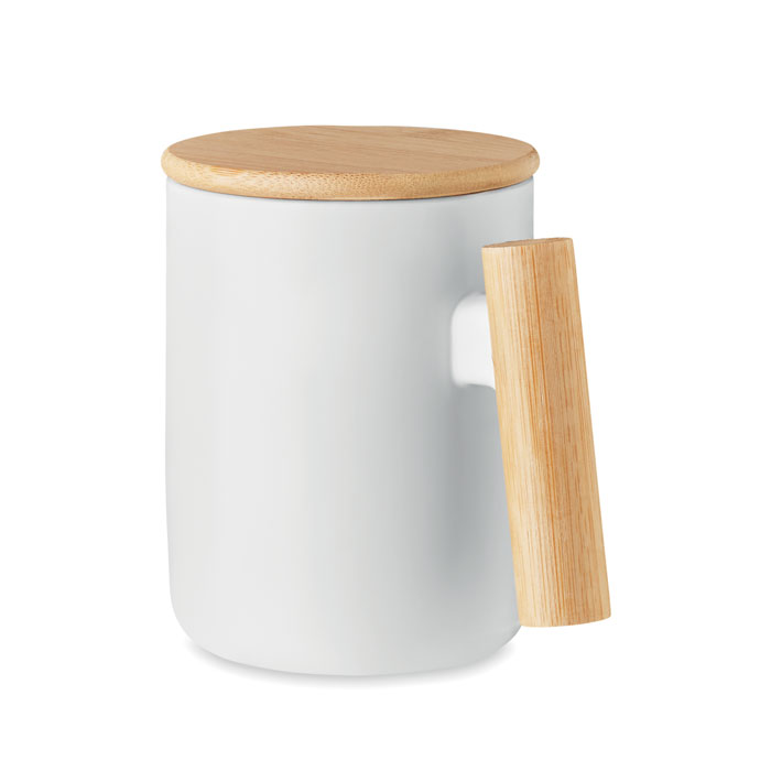 Mug en porcelaine et bambou Majest 380 mL_Blanc