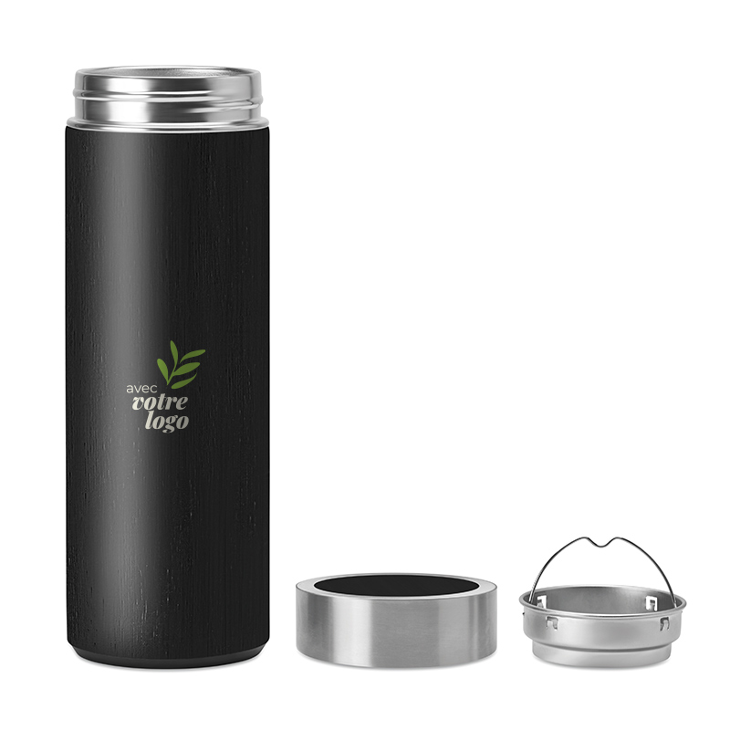 Bouteille infuseur isotherme en inox et bambou Batumi 400 mL_03