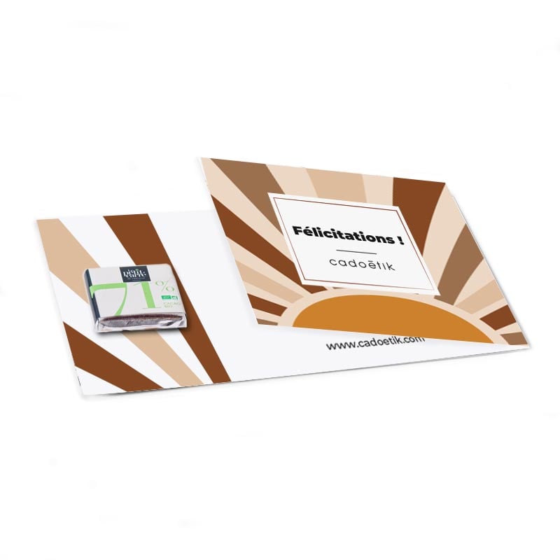 Carte de vœux entreprise originale - Carte personnalisable pour un carré de chocolat bio 4 g
