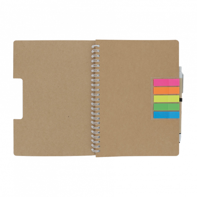 Carnet à spirales A5 avec stylo en carton recyclé Véra_04