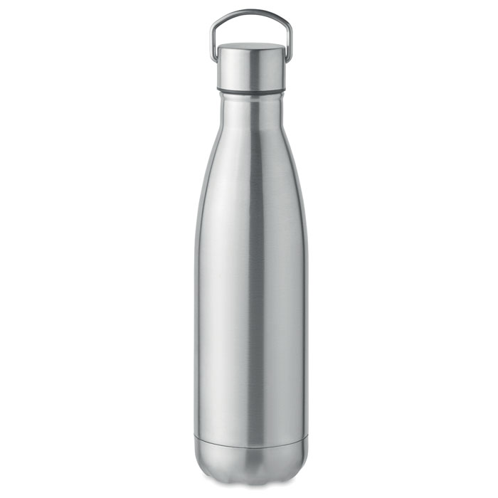 Bouteille double paroi personnalisée en inox recyclé Manoa 500 mL_Argent mat