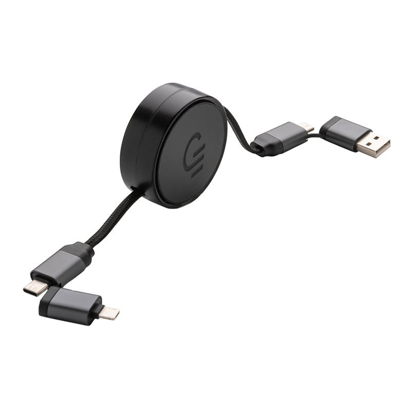 Câble de charge rétractable 6 en 1 en aluminium recyclé certifié Terra_1