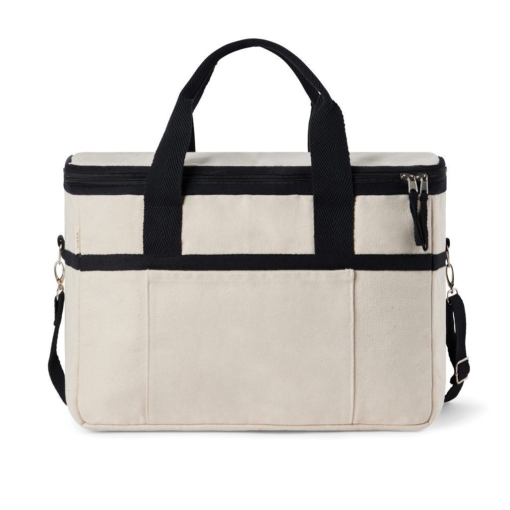 Grand sac isotherme en toile recyclée Vinga Volonne 22 L_Blanc cassé