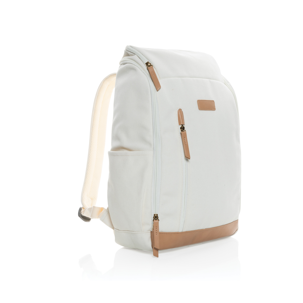 Sac à dos ordinateur 15" en coton et polyester recyclés Impact Rive 17 L_Blanc cassé