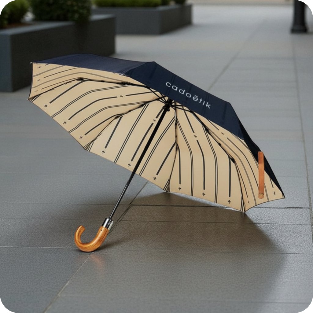 Parapluie personnalisé pliable 21" en polyester recyclé rPET Vinga_00
