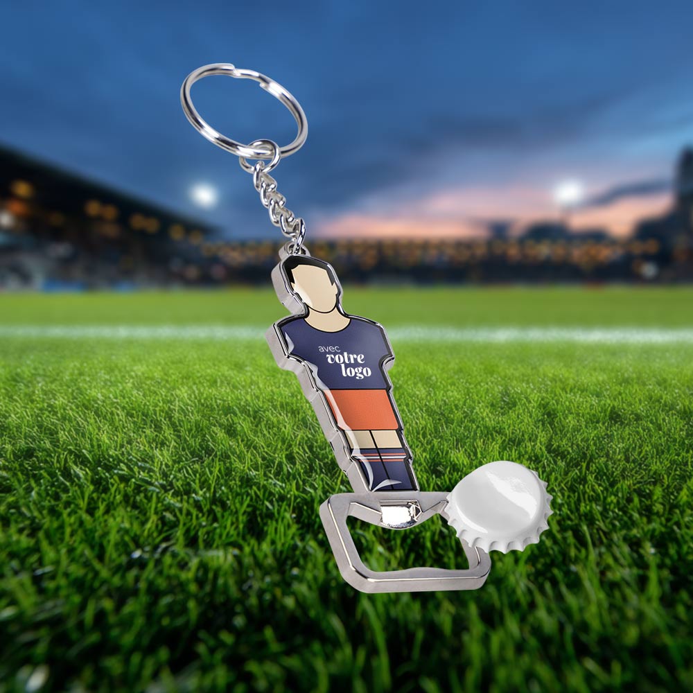 Porte-clés décapsuleur publicitaire Joueur de foot_03