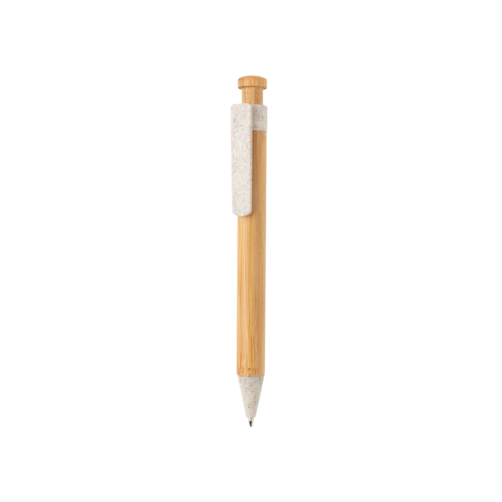 Stylo bille en bambou et fibre de blé Sumbawa _Blanc