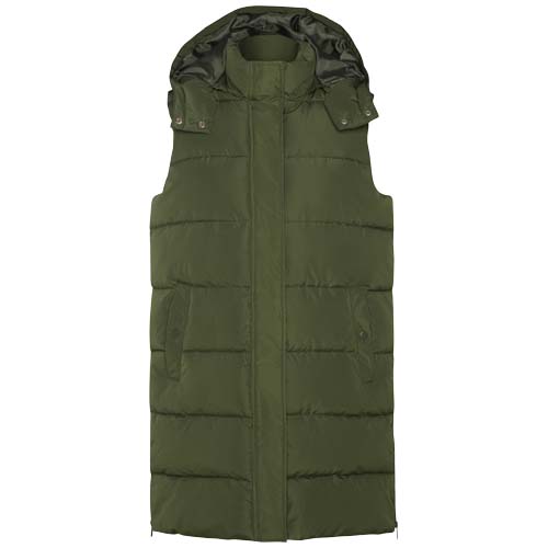 Long bodywarmer pour femme en polyester certifié Reine _Militar green