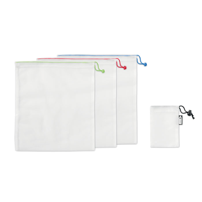 Set de 3 sachets à vrac en polyester recyclé rPET Veggie_Blanc