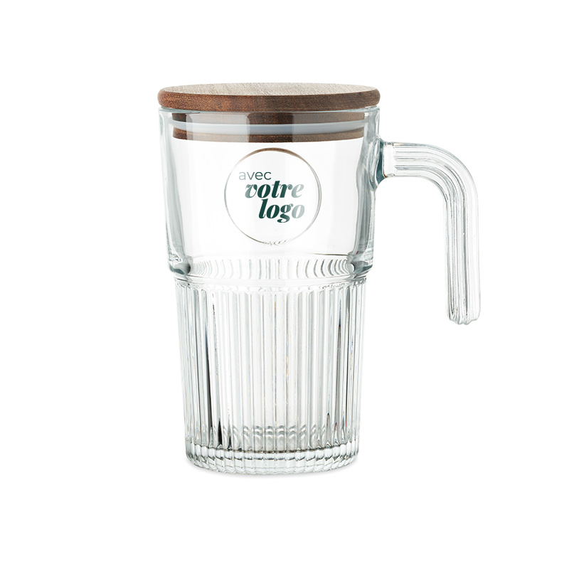 Mug publicitaire en verre et bois certifié Vitrio Jar 450 mL_01